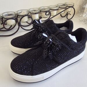 Kurt Geiger Black Studded Sneakers (LANEY BOW SLIP ON) NWT